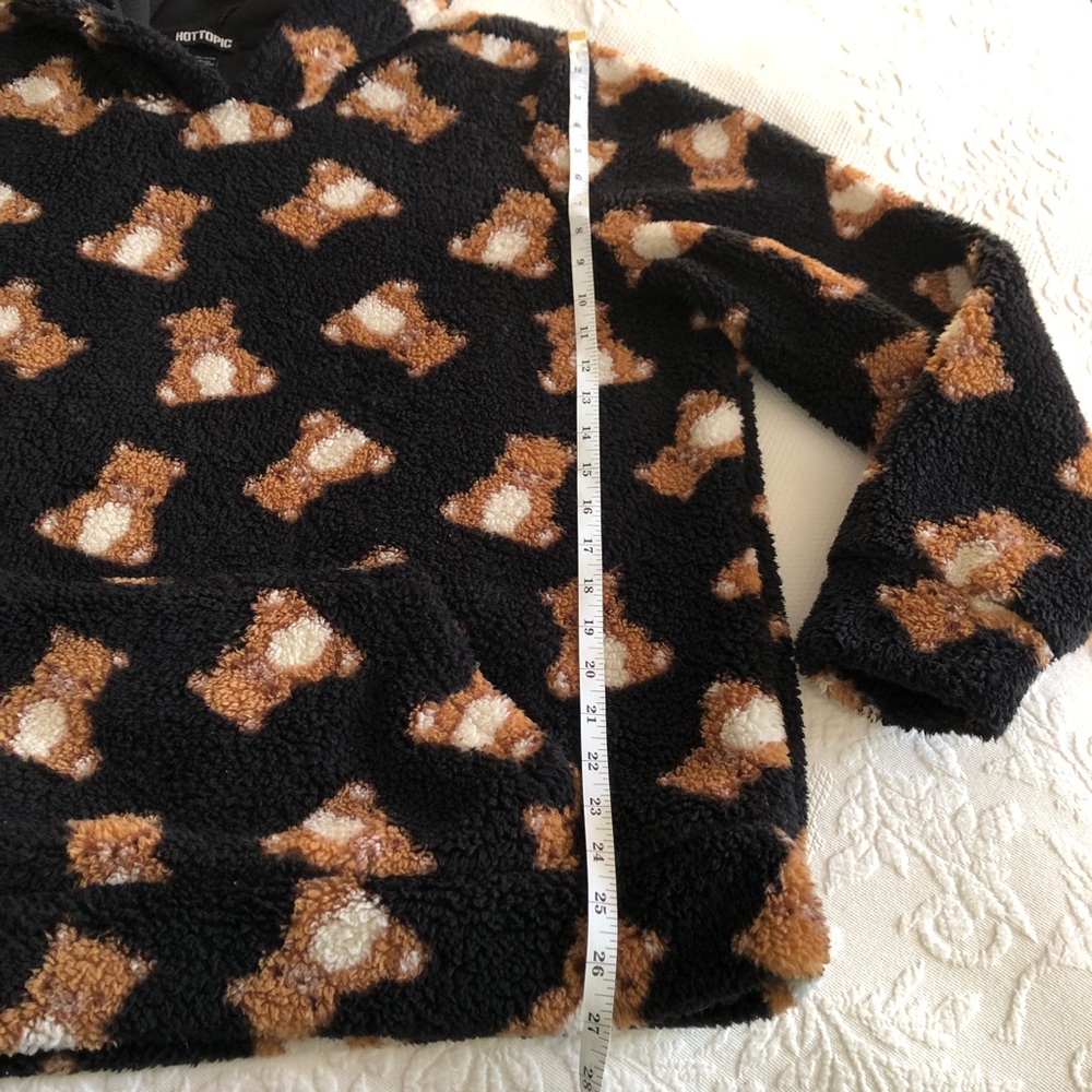 Hot Topic Teddy Bear Sherpa Hoodie - size LARGE - oversized plush teddy sweater - Picture 11 of 13